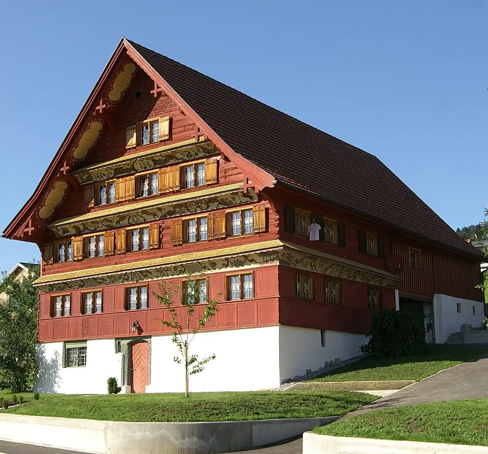 Bauernhaus, Rotes Haus, ehem. Gasthof Engel, Brauhaus