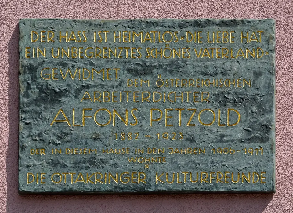 Gedenktafel für Alfons Petzold (Wien, Richard-Wagner-Platz 3)