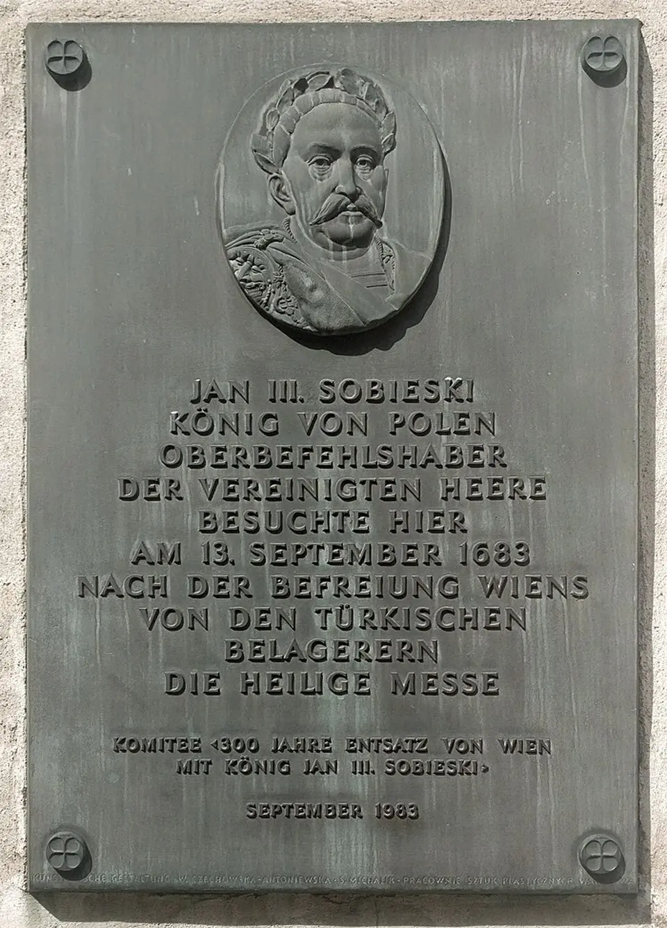Bild: Andreas Faessler · CC BY-SA 4.0 Gedenktafel für Jan III. Sobieski (Wien, Josefsplatz 9)