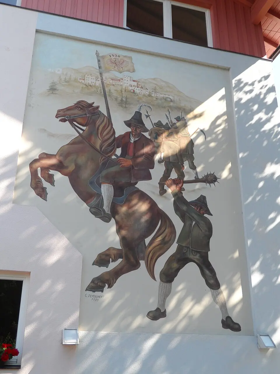 Volksschule Itter mit Wandmalerei