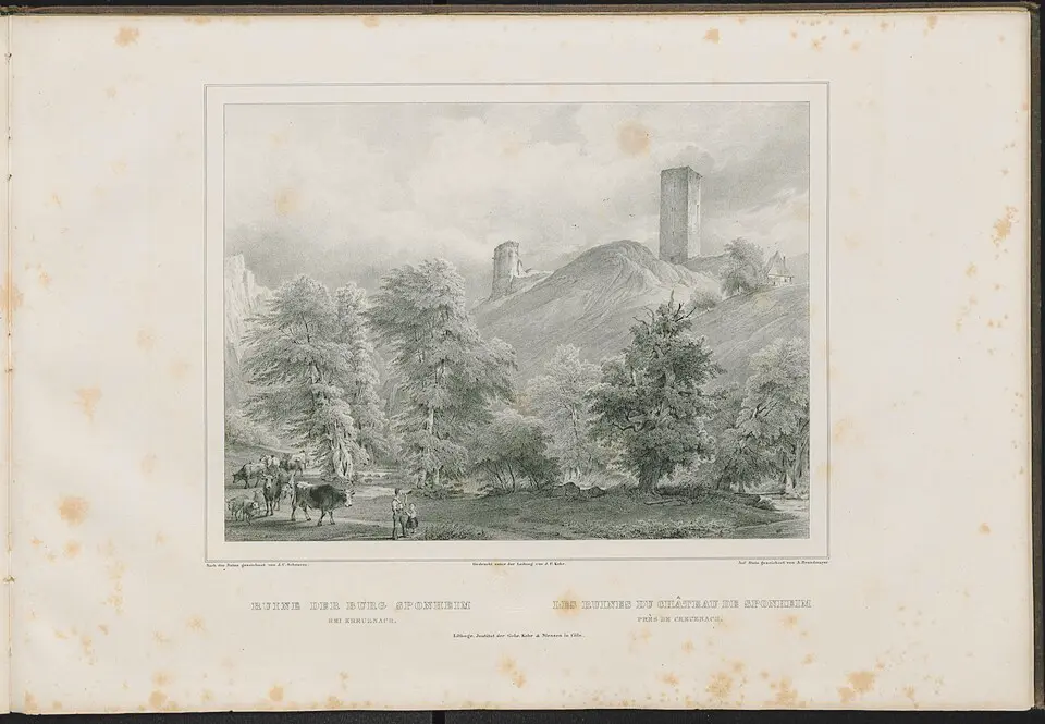 Bild: Johann Caspar Nepomuk Scheuren (1810–1887) · Public domain Burg Sponheim