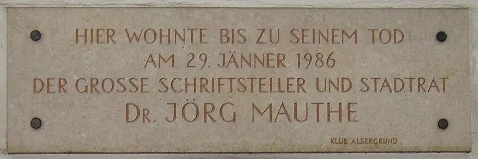 Gedenktafel für Jörg Mauthe (Wien, Günthergasse 1)
