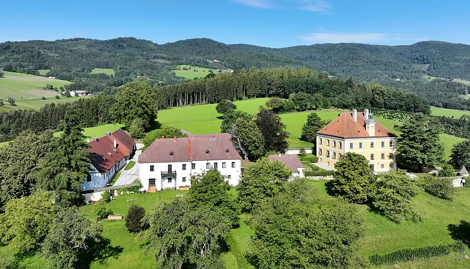Anlage Schloss Rorregg mit Umfriedung und Wirtschaftsgebäuden
