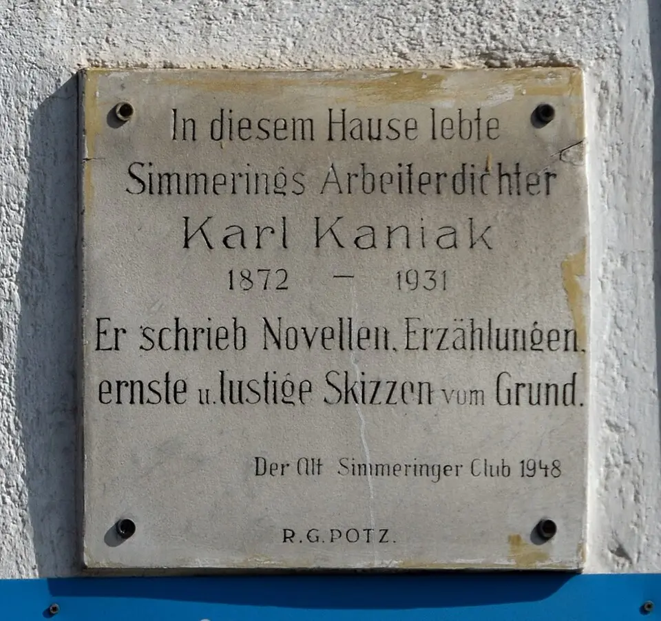 Bild: Herzi Pinki · CC BY-SA 3.0 Gedenktafel für Karl Kaniak (1872-1931)(Wien, Geiselbergstraße 5)
