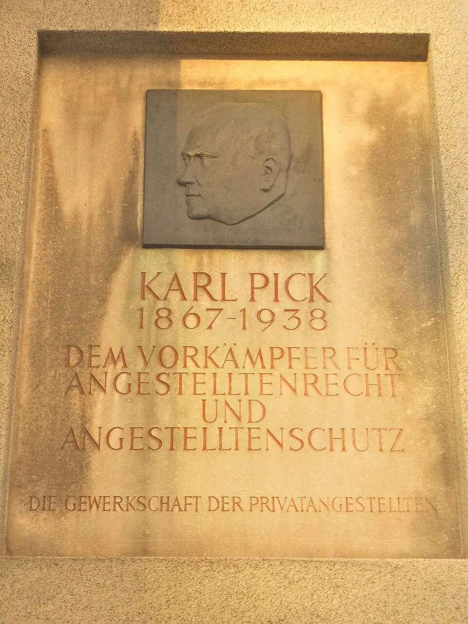 Gedenktafel für Karl Pick (Wien, Hollandstraße 1a)