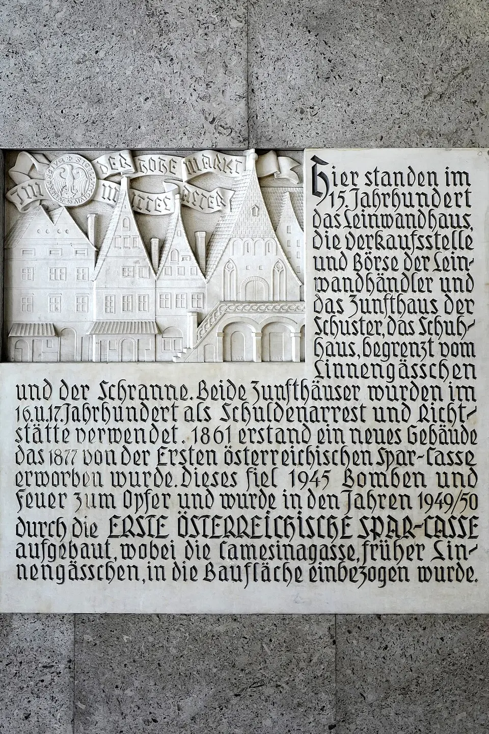 Gedenktafel für Zunfthäuser (Wien, Hoher Markt 4)