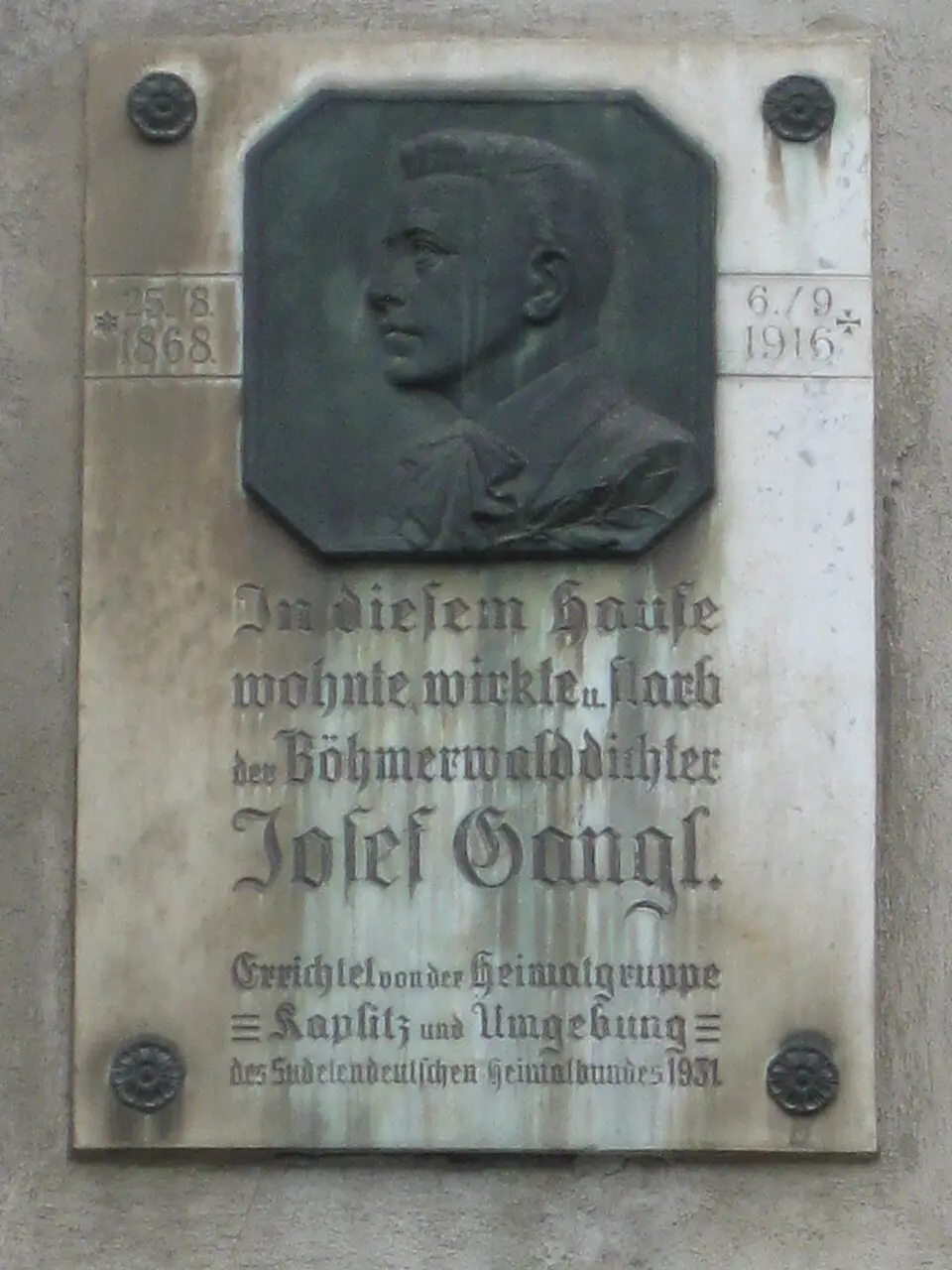 Gedenktafel für Josef Gangl (Wien, Linzer Straße 226)