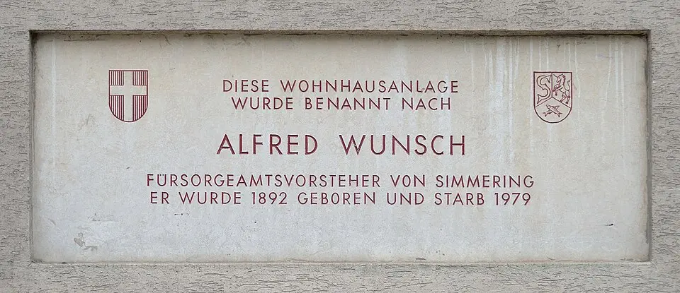 Gedenktafel für Alfred Wunsch (Wien, Lorystraße 33-37)