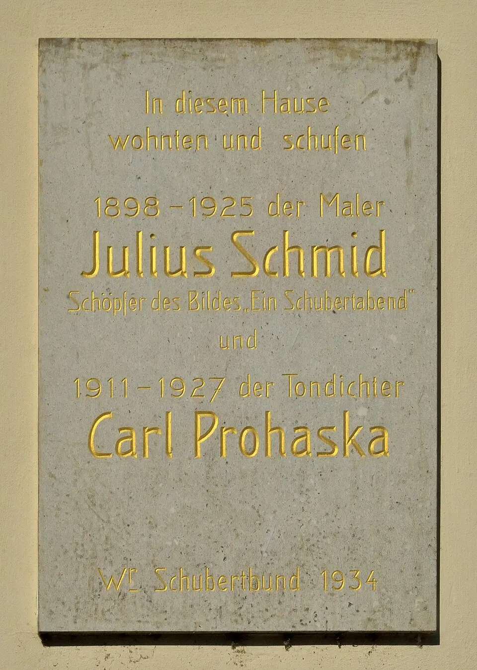 Gedenktafel für Julius Schmid und Carl Prohaska (Wien, Maxingstraße 18)