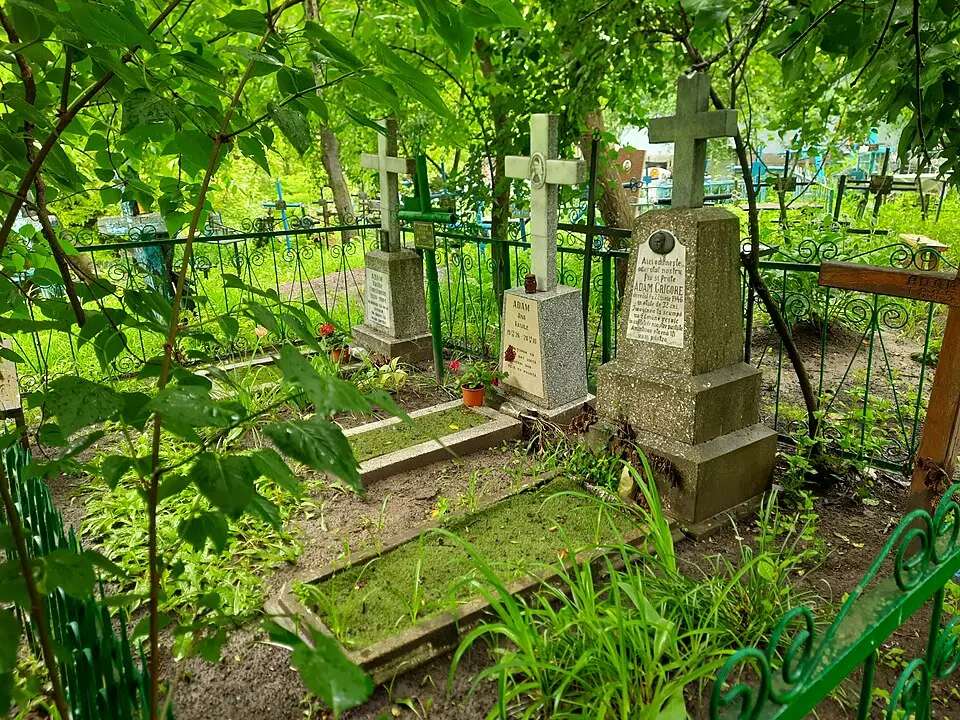 Monument scriitorului Grigore Adam (1914-1946). Cimitirul sătesc