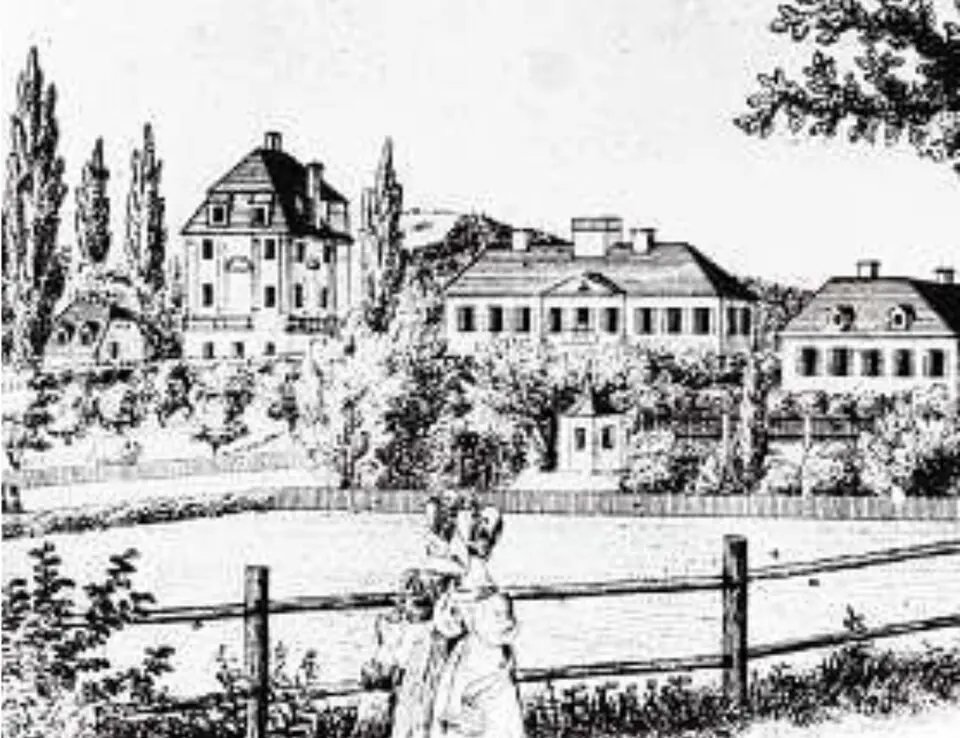 Obrázok: Anonyme Lithographie, verlegt Verlag durch J. F. Kaiser in Graz ca. 1825 · Public domain Mozarttempel