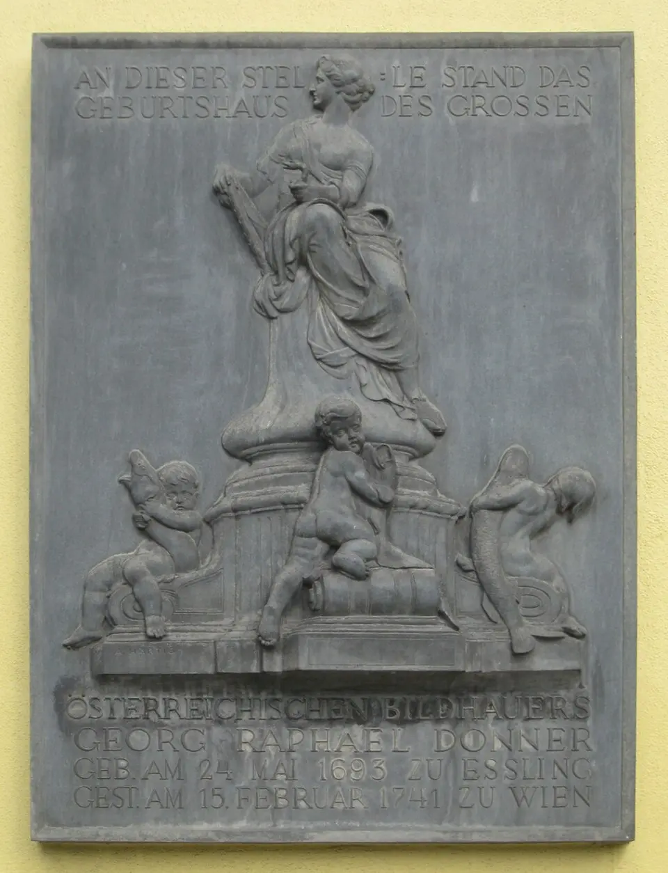 Image: Ewald Judt · CC BY 4.0 Gedenktafel für Georg Raphael Donner, Esslinger Hauptstraße 95