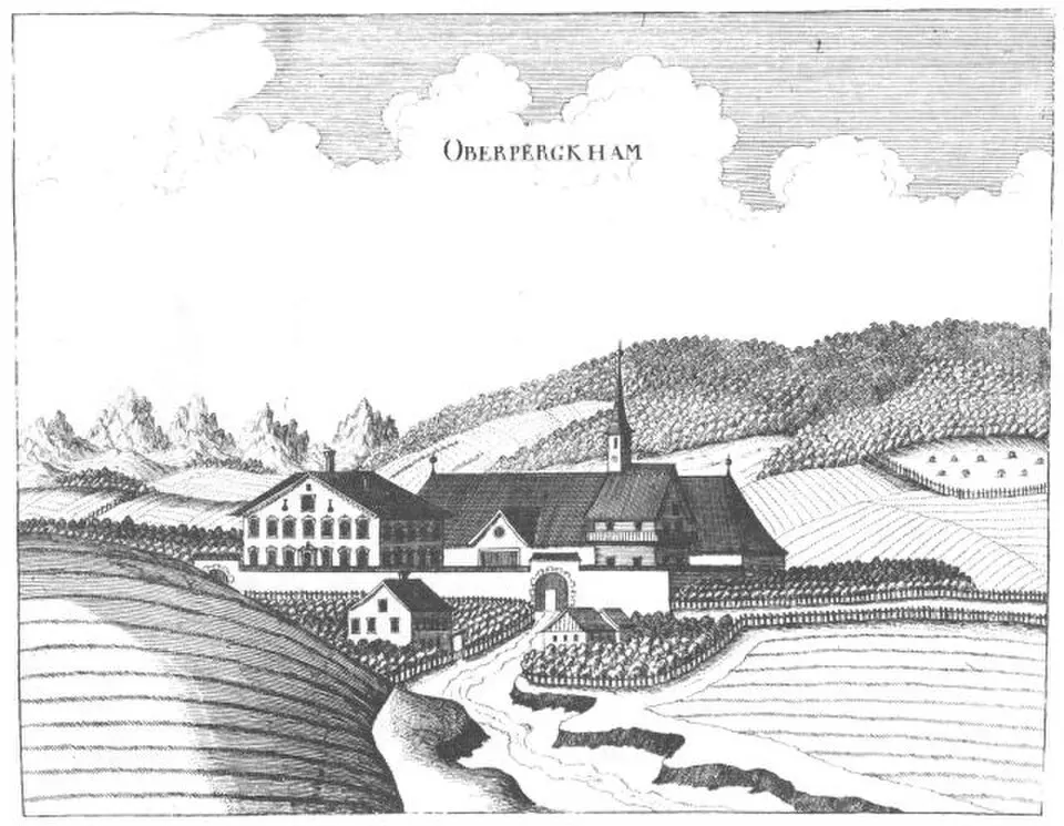 Image: Georg Matthäus Vischer · Public domain Schloss Oberbergham