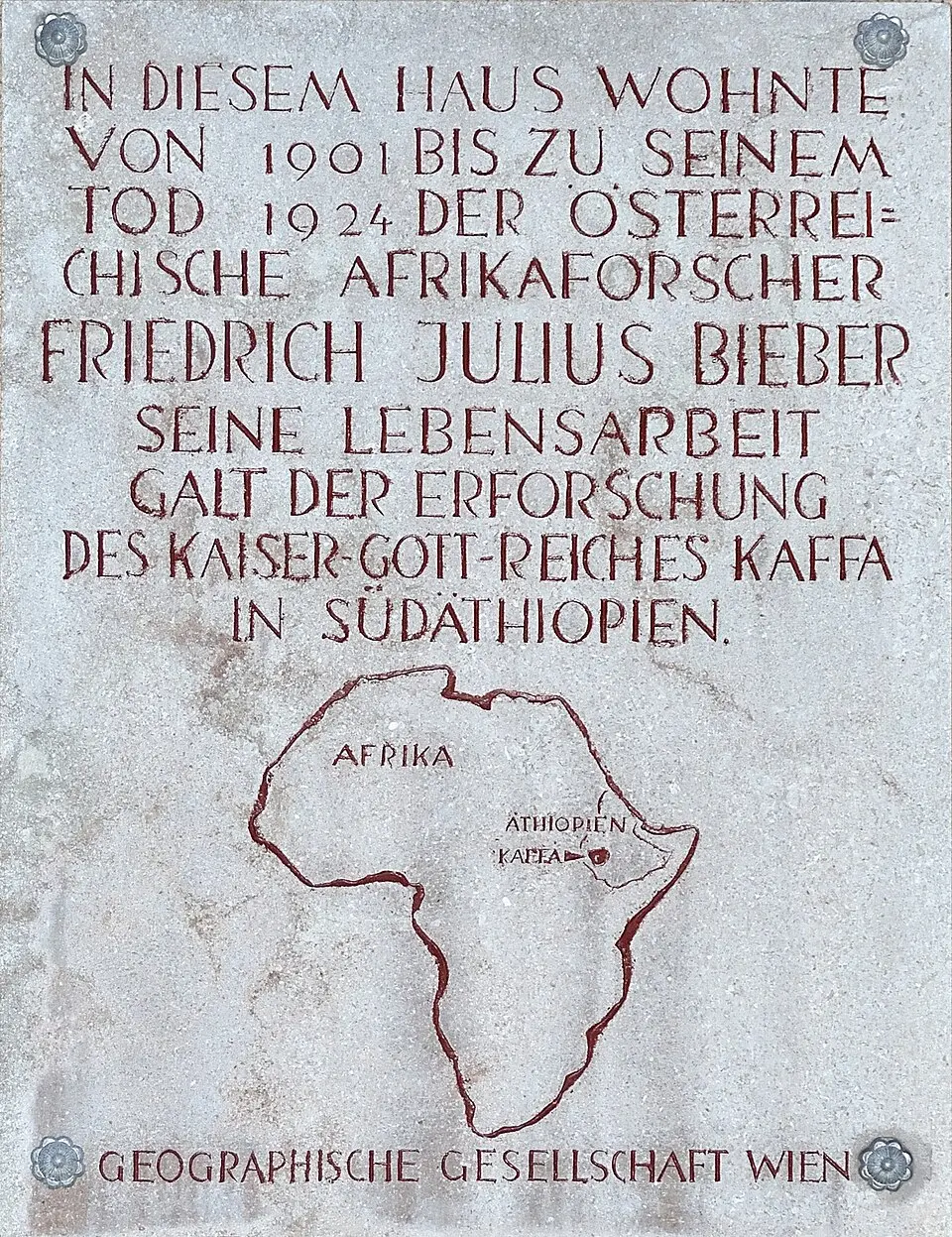 Gedenktafel für Friedrich Julius Bieber (Wien, Auhofstraße 144-144a)