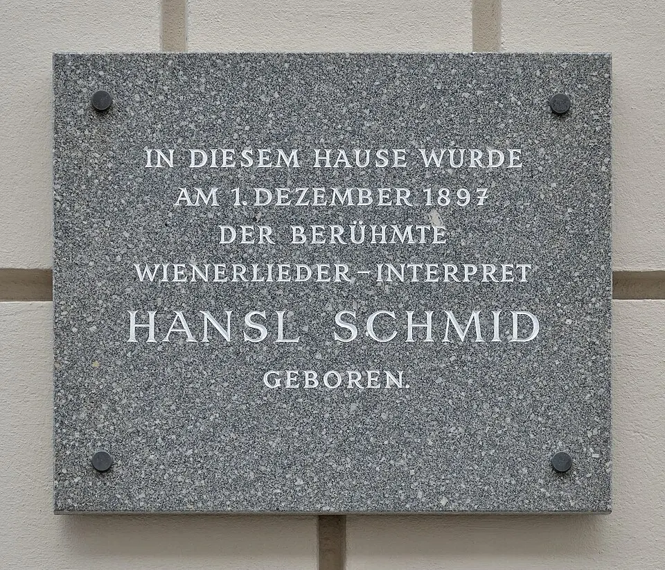 Gedenktafel für Hansl Schmid (Wien, Redtenbachergasse 45)