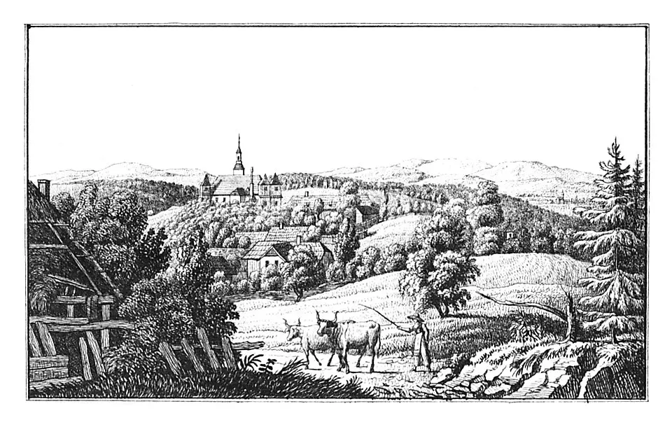Slika: Published by J. F. Kaiser, Graz, Scan and postprocessing by Hubertl · Public domain Schloss Klingenstein