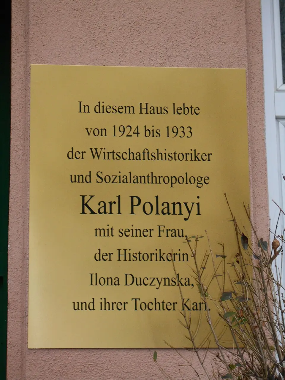 Slika: Clemens Mosch · CC BY-SA 4.0 Gedenktafel für Karl Polanyi (Wien, Vorgartenstraße 203)