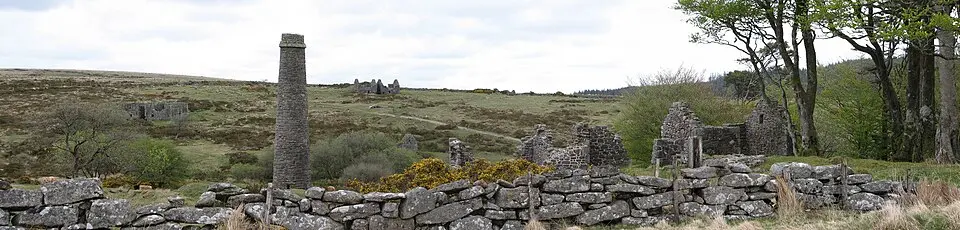Gunpowder factory at Powder Mills, a partially enclosed stone hut circle settlement and round cairn