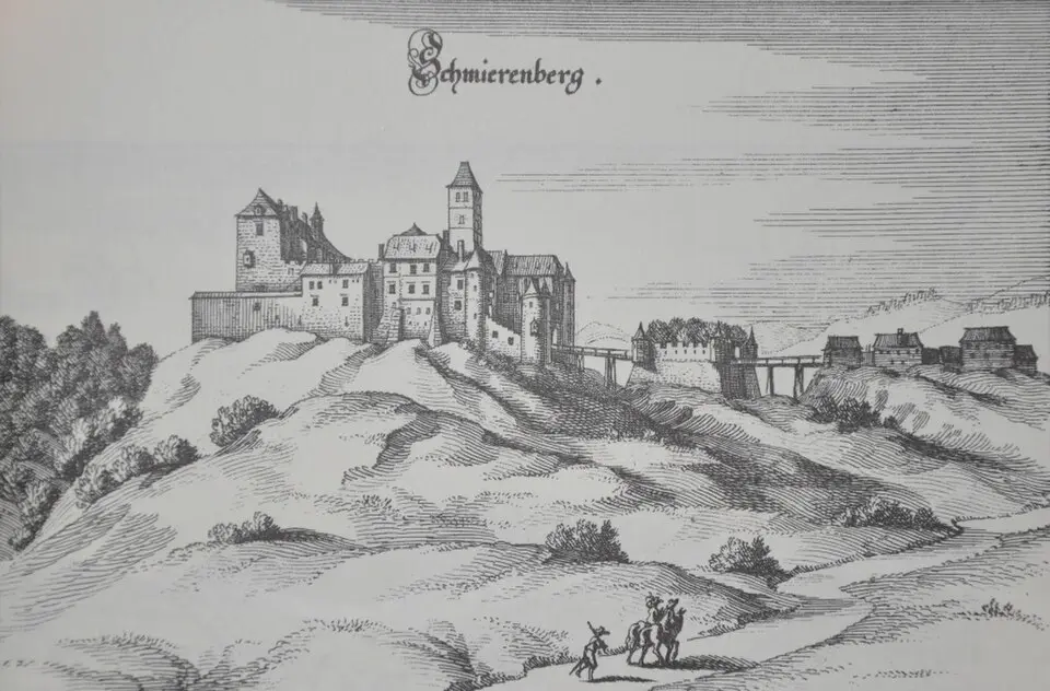 Bild: Matthäus Merian · Public domain Burgruine Schmirnberg