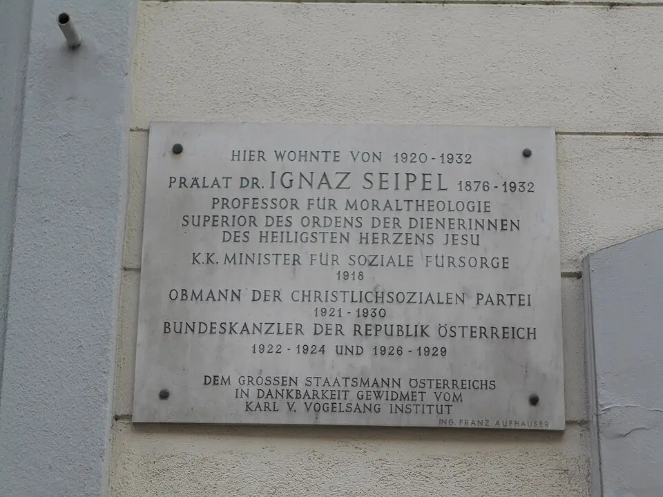 Gedenktafel für Ignaz Seipel (Wien, Keinergasse 37)