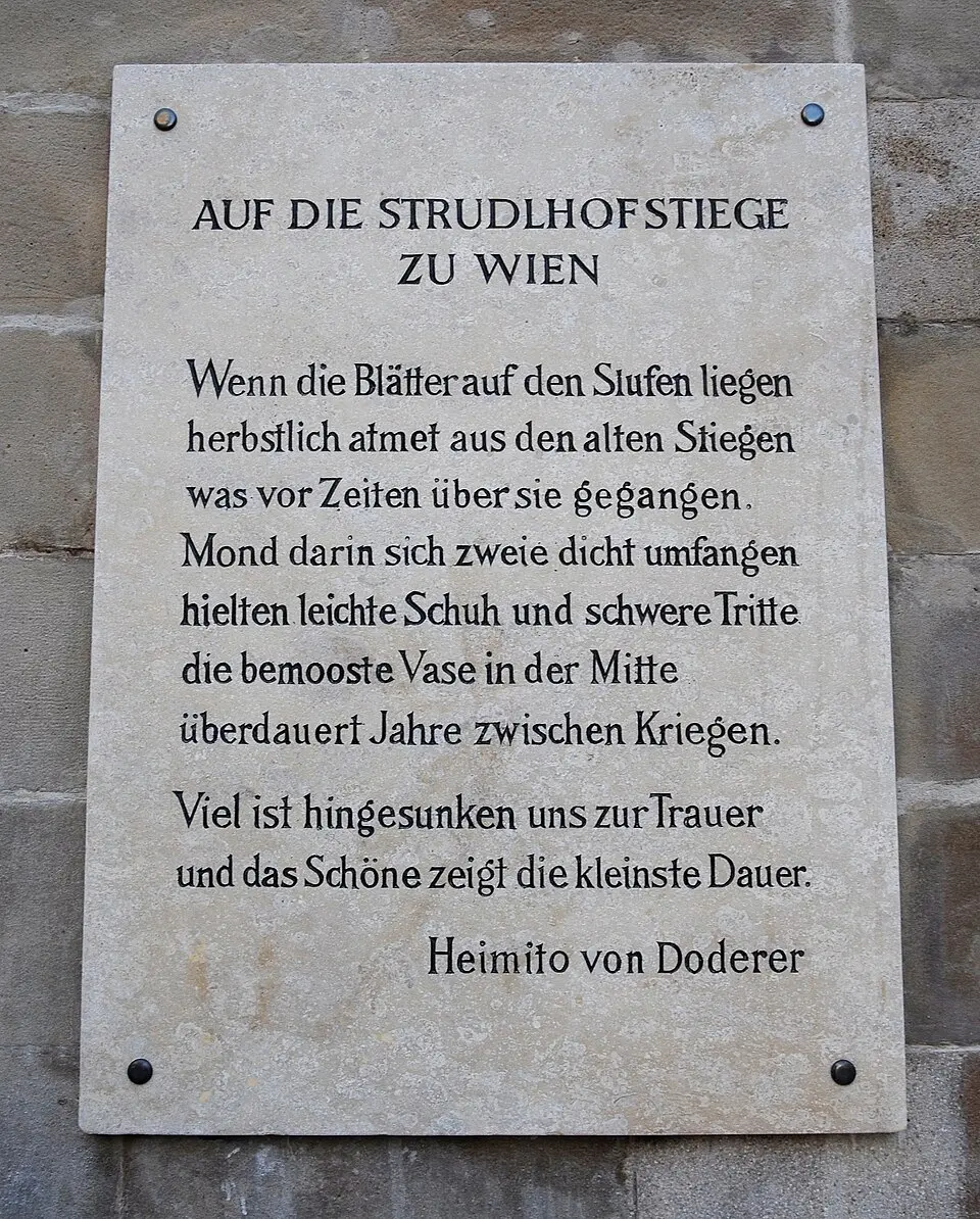 Gedenktafel für die Strudelhofstiege (Wien, Strudlhofstiege)
