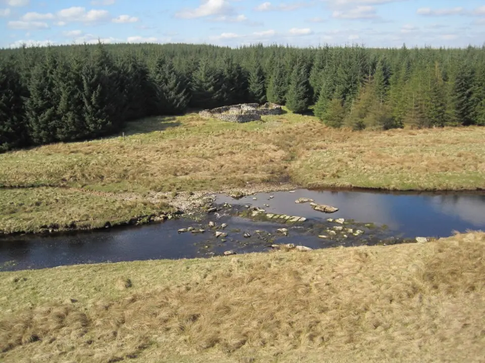 Shieling on N bank of Irthing below Bells Braes