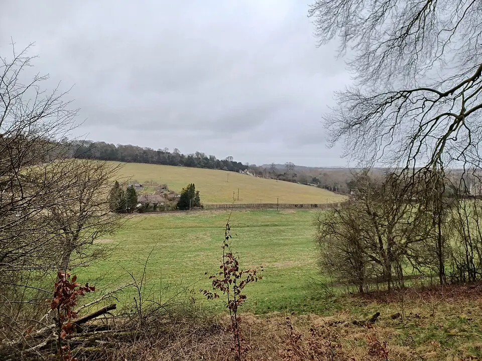 Deserted medieval village, a bowl barrow, and part of a prehistoric field system opposite Lake House in Lake Bottom