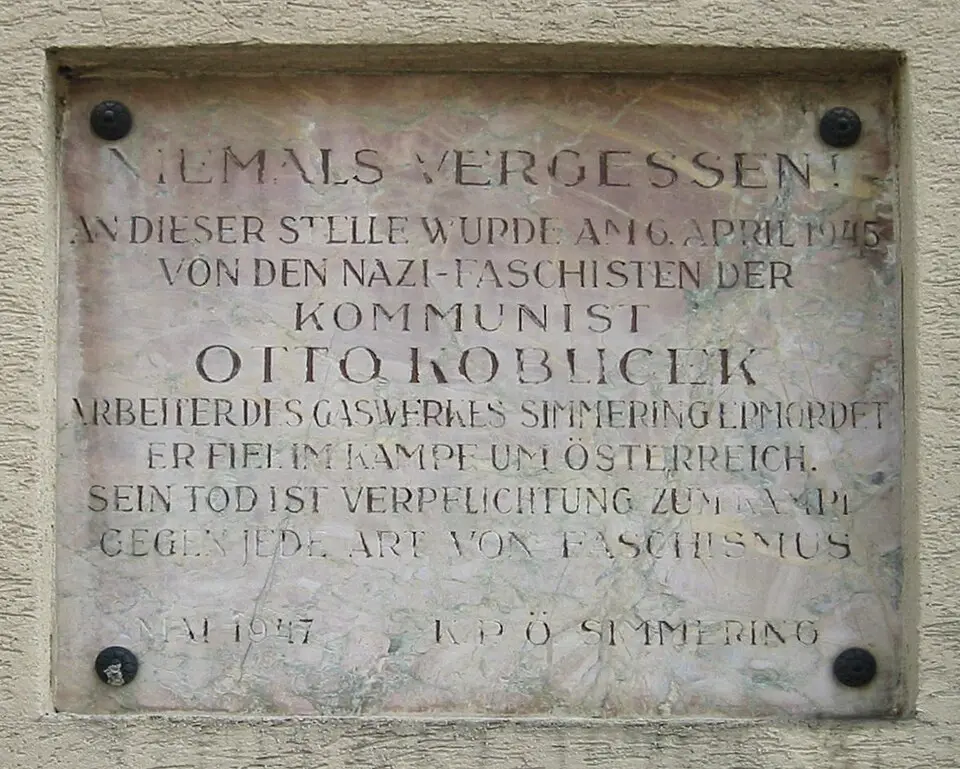 Gedenktafel für NS-Opfer (Wien, Rinnböckstraße 55-61, Otto Koblicek)