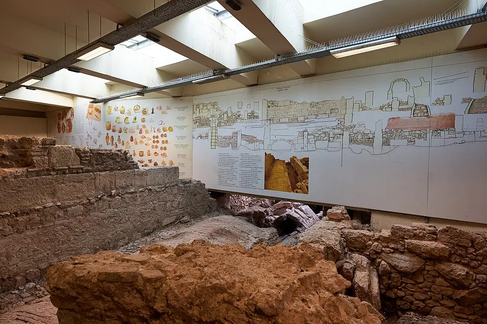 Archaeological displays at Monastiraki metro station