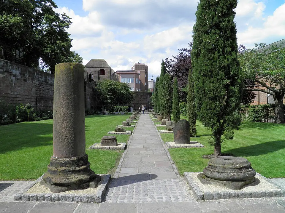 Repositioned Roman remains in The Roman Gardens