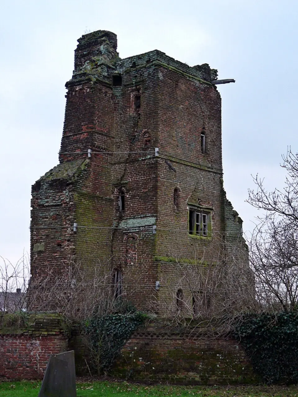 Tower and attached walls at Hamstall Hall