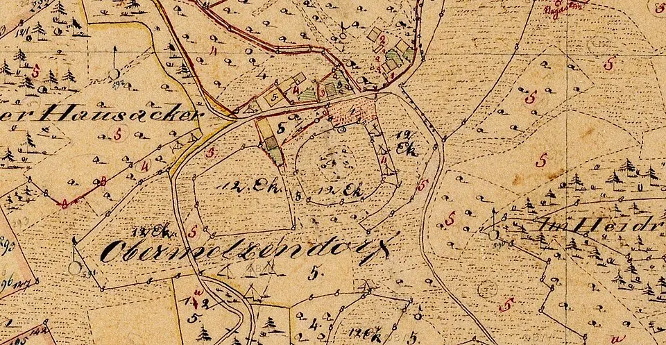 Obrázok: Königliche Steuervermessungskommission · Public domain Turmhügel Obermelsendorf