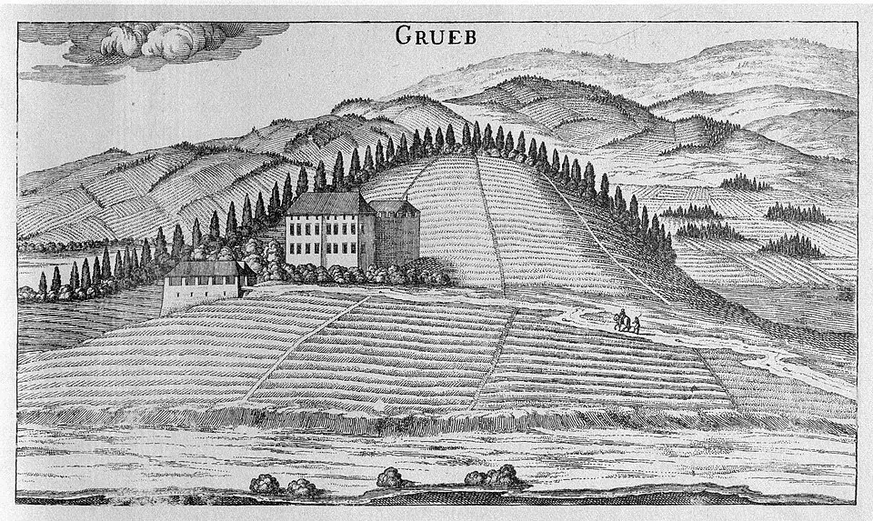 Obrázok: Georg Matthäus Vischer · Public domain Schloss Grub