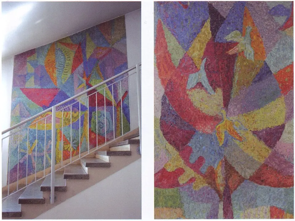 Kunst-am-Bau: Wandmosaike von Wilfried Kirschl an der Volksschule