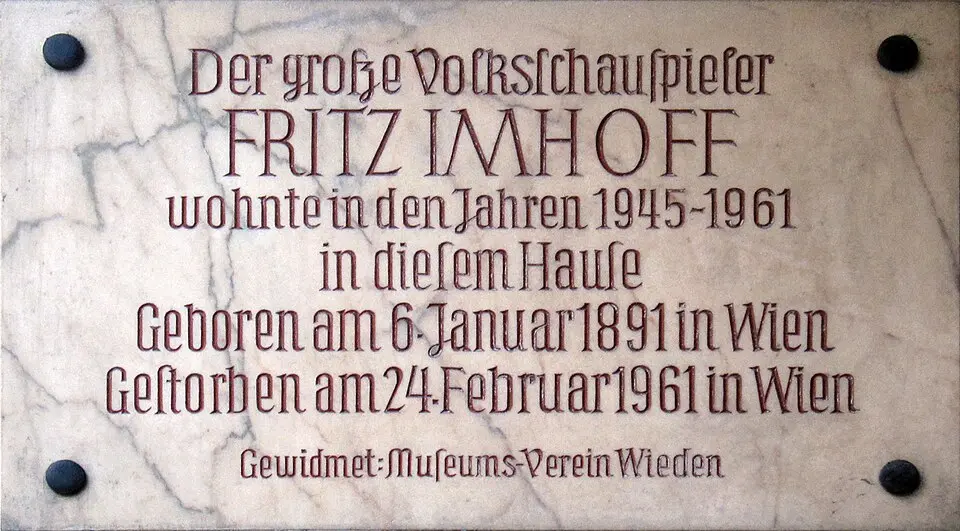 Gedenktafel Fritz Imhoff