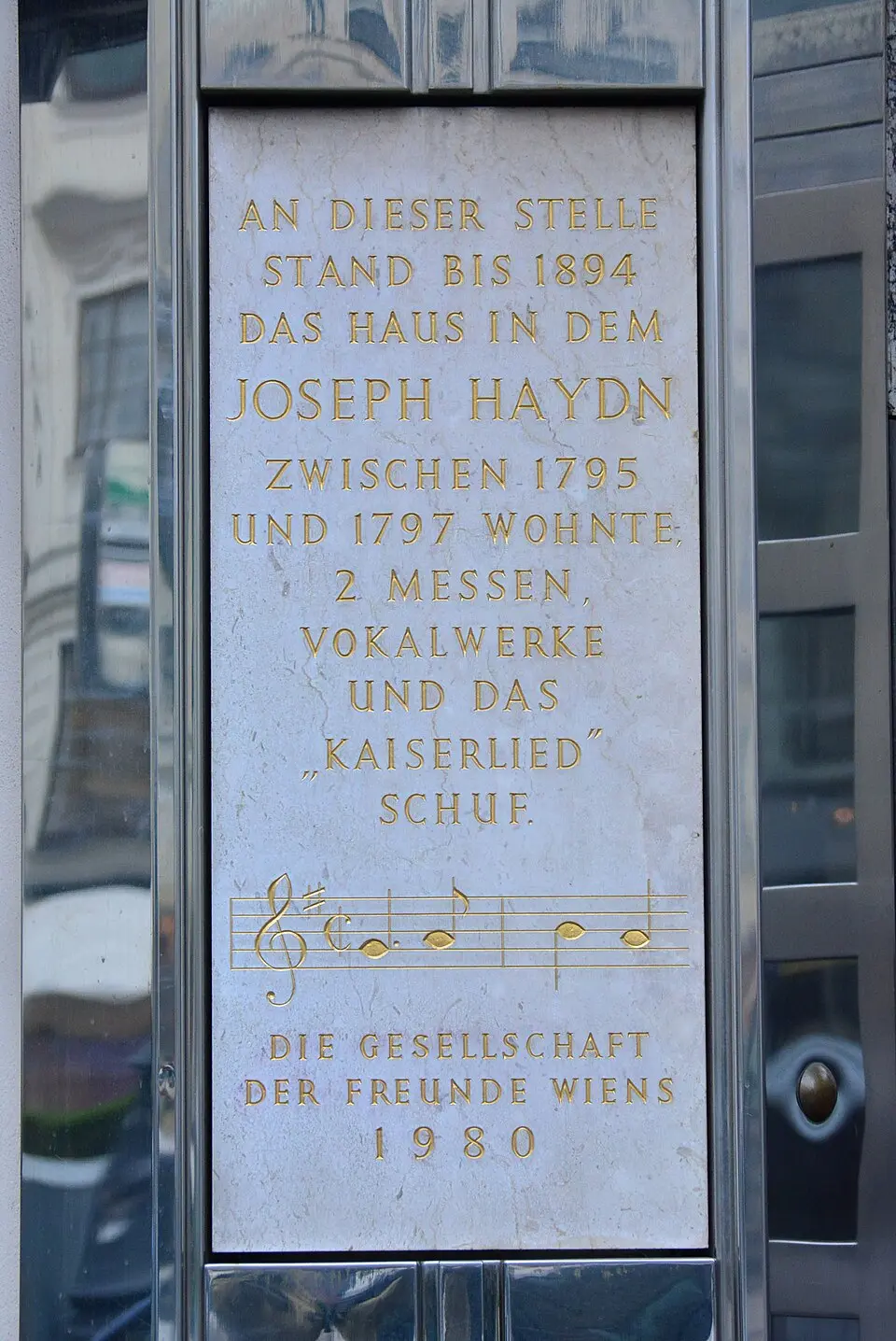 Obrázok: GuentherZ · CC BY 3.0 Gedenktafel für Joseph Haydn (Wien, Neuer Markt 2)