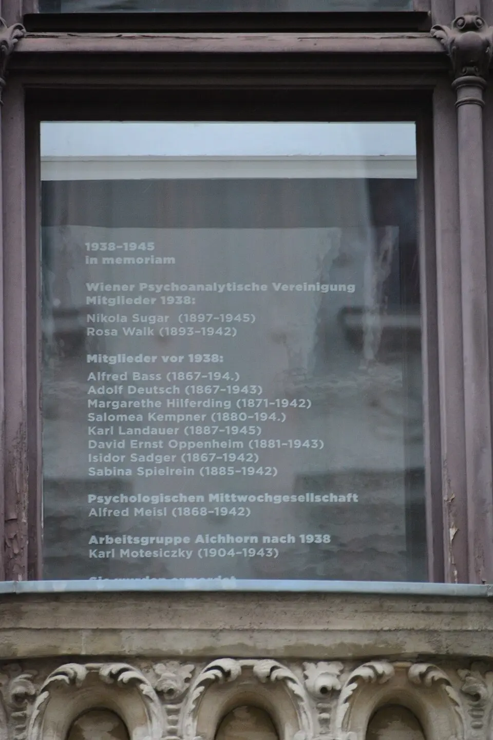 Gedenktafel für NS-Opfer der Wiener Psychoanalytischen Vereinigung