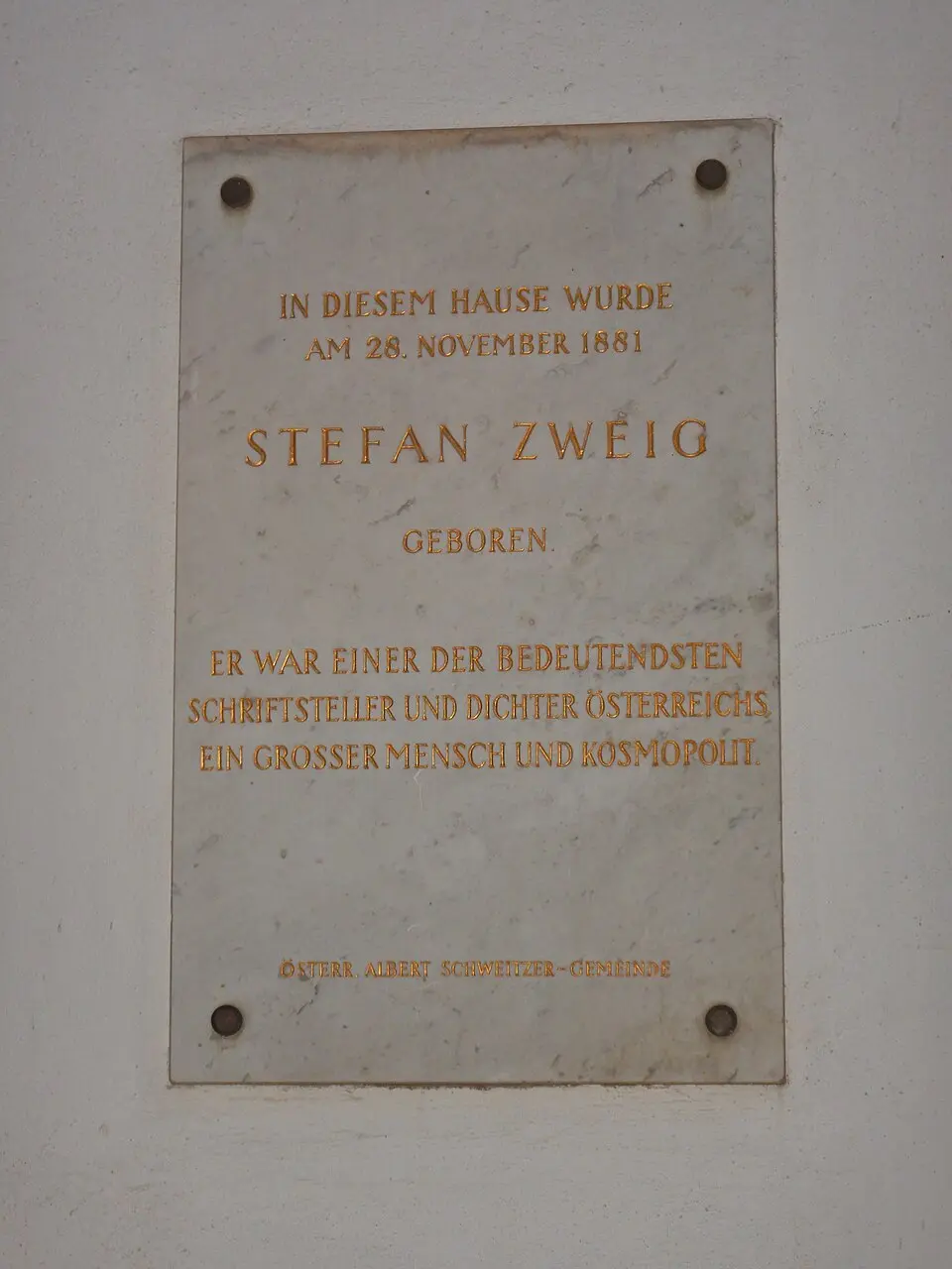 Gedenktafel für Stefan Zweig (Wien, Schottenring 14)