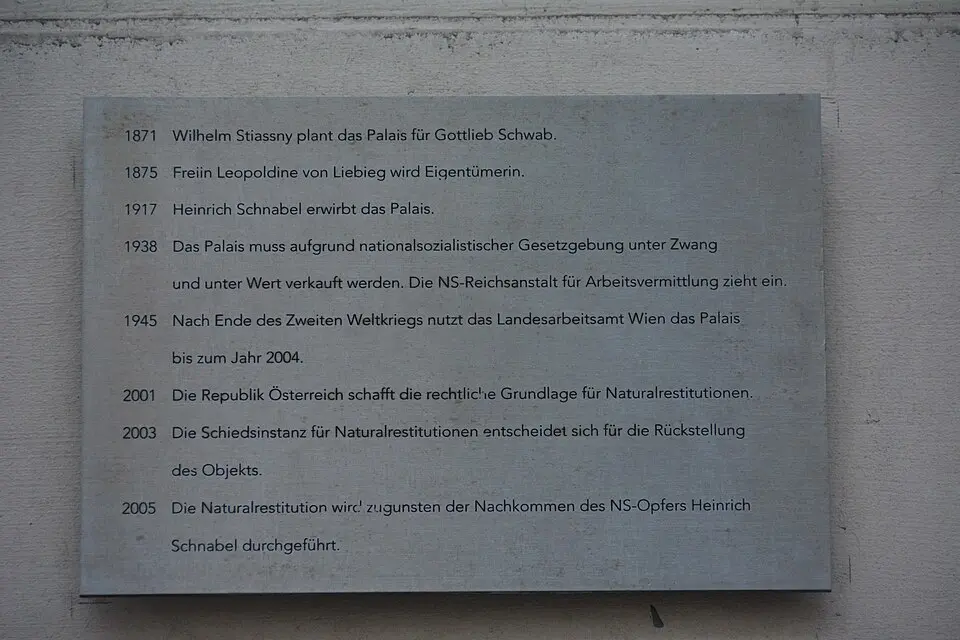 Gedenktafel für das Palais Schwab (Wien, Weihburggasse 30)