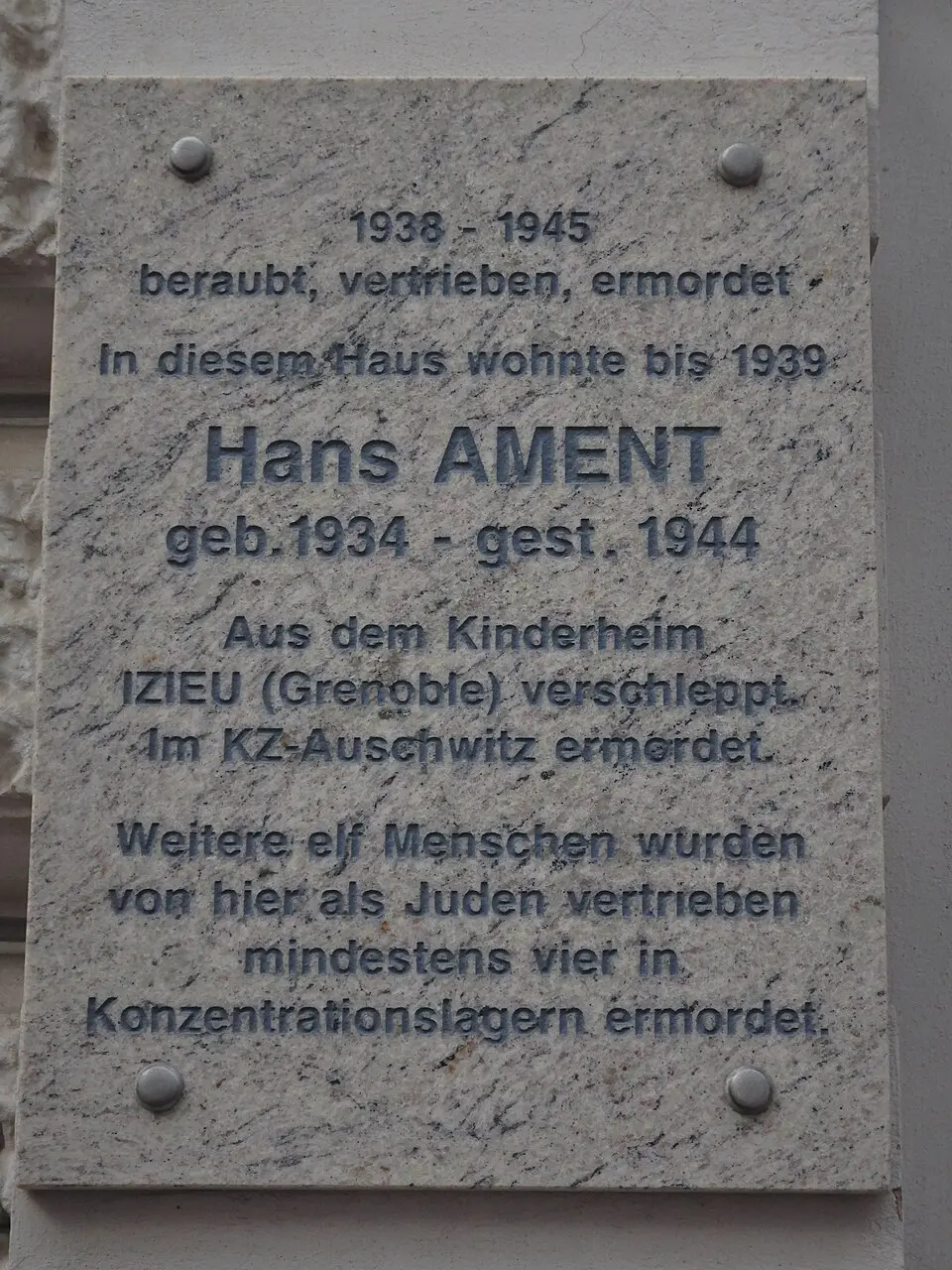Gedenktafel für NS-Opfer (Wien, Czapkagasse 5, Hans Ament)