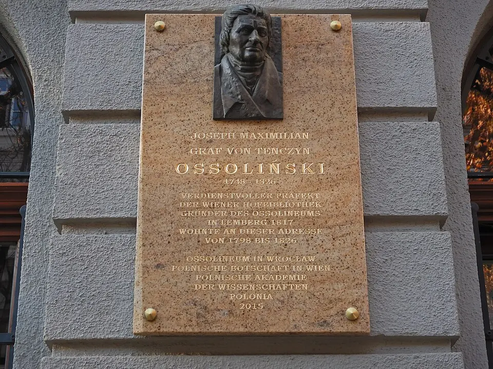 Gedenktafel für Joseph Maximilian Ossolinski (Wien, Mayerhofgasse 8)