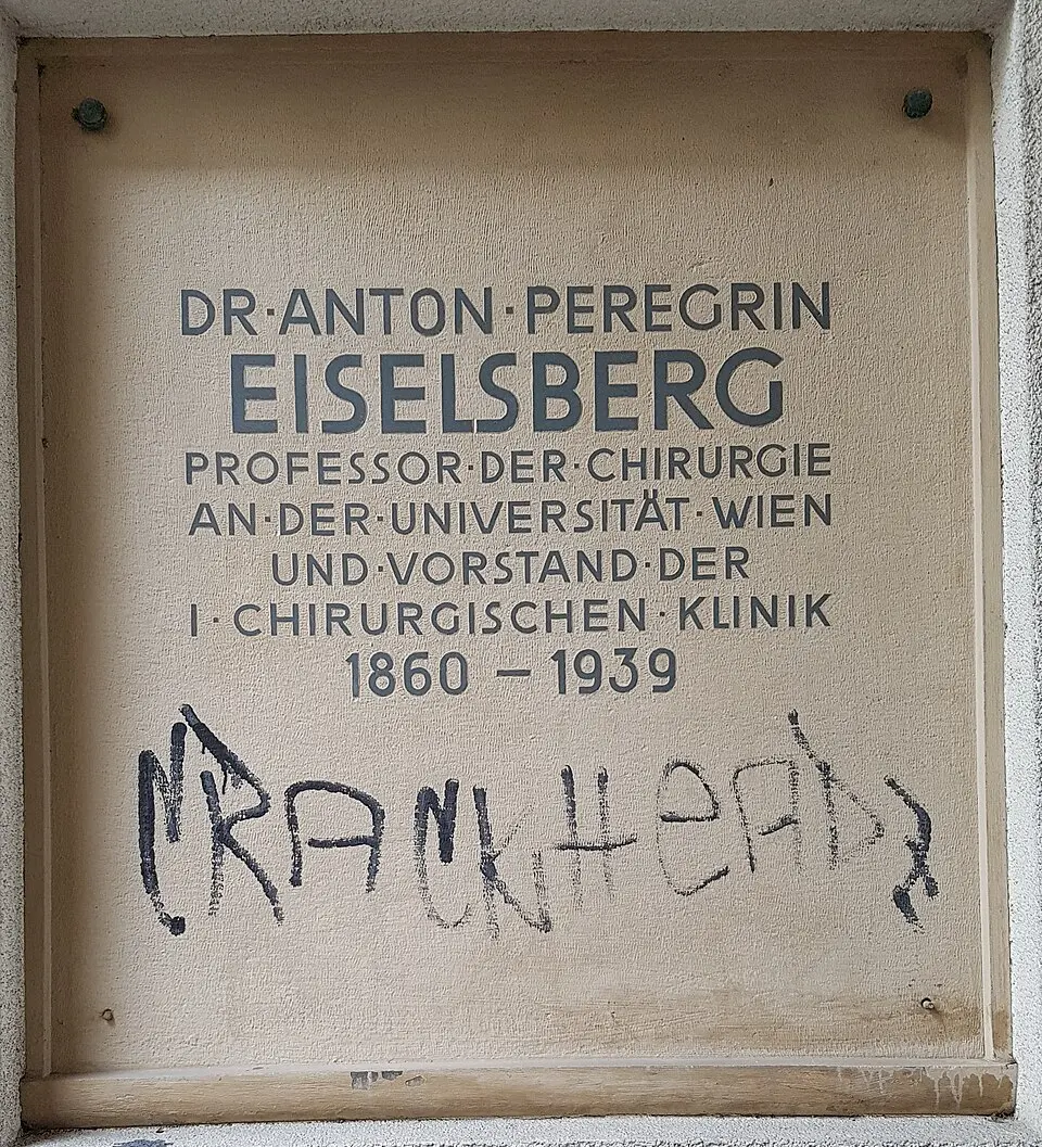 Gedenktafel für Anton Peregrin von Eiselsberg (Wien, Siebenbrunnengasse 34)