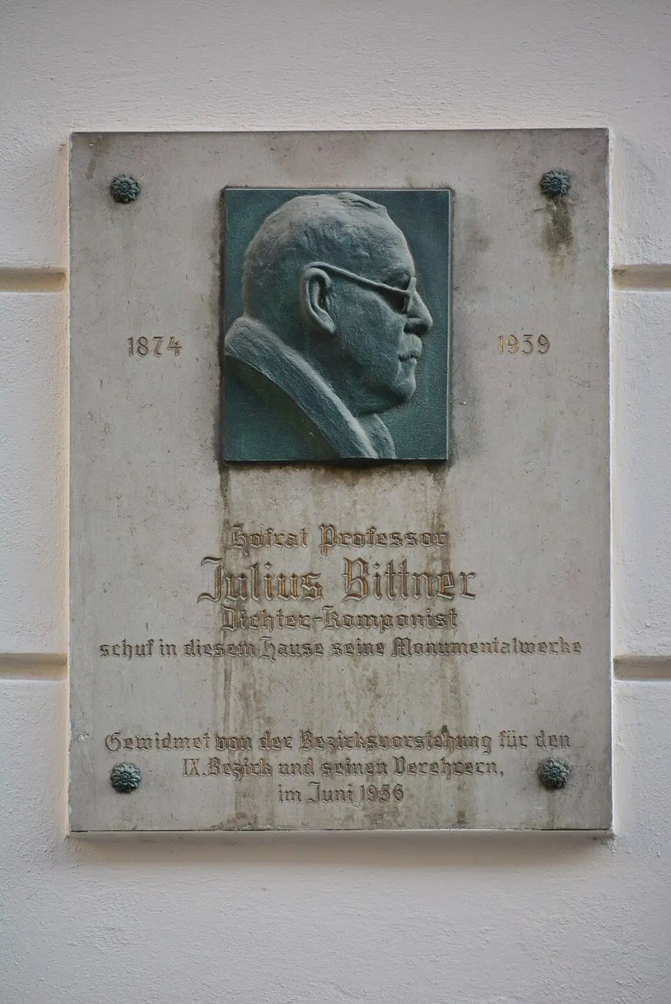 Gedenktafel für Julius Bittner (Wien, Dietrichsteingasse 10)