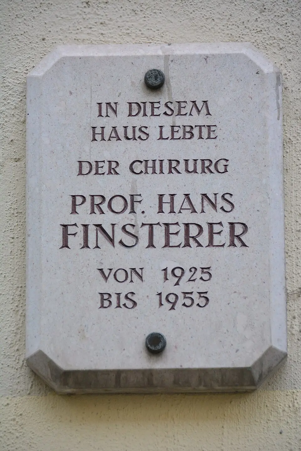 Gedenktafel für Hans Finsterer (Wien, Garnisongasse 7)
