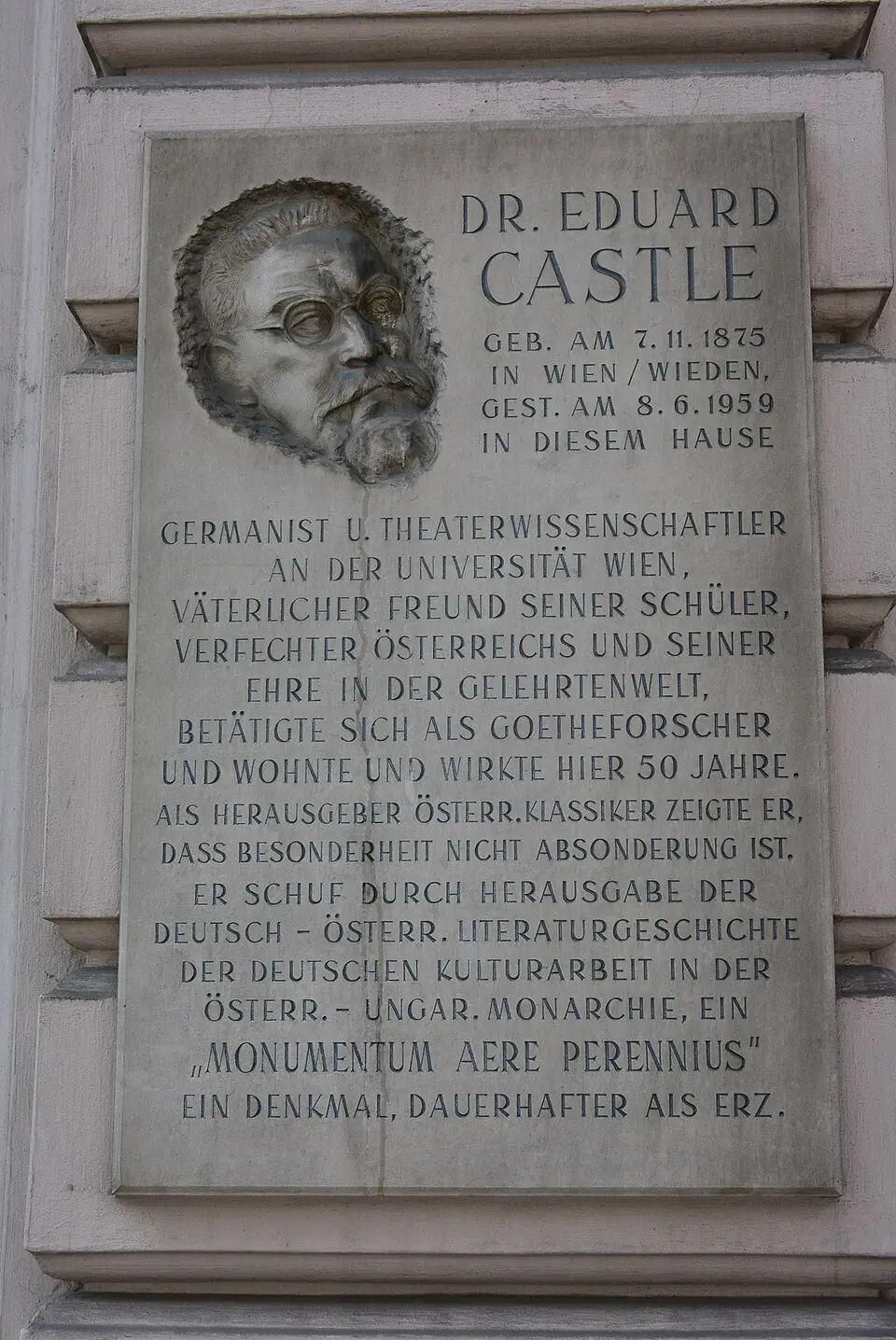 Gedenktafel für Eduard Castle (Wien, Liechtensteinstraße 11)