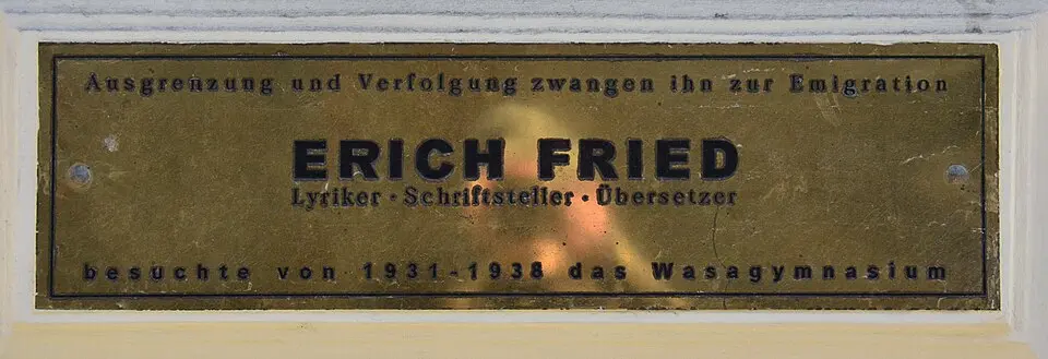 Gedenktafel für NS-Opfer (Wien, Wasagasse 10, Erich Fried)