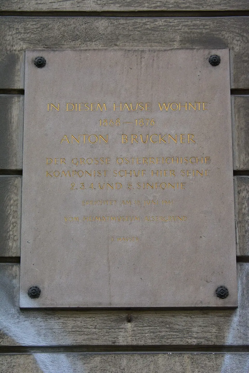 Gedenktafel für Anton Bruckner (Wien, Währinger Straße 41)