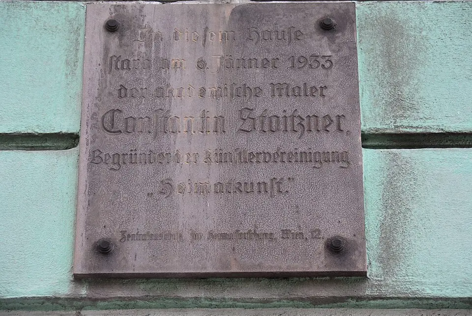Obrázok: GuentherZ · CC BY 3.0 Gedenktafel für Konstantin Stoitzner (Wien, Längenfeldgasse 4)