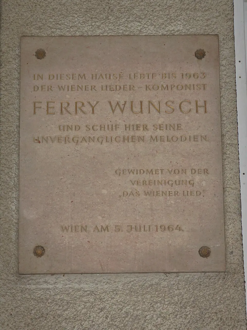 Gedenktafel für Ferry Wunsch (Wien, Goldschlagstraße 12)