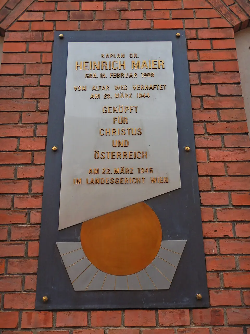 Gedenktafel für NS-Opfer (Wien, Bischof-Faber-Platz 7, Heinrich Maier)